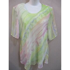 Vintage 90's SECRET USA Lined Short Sleeve Dressy Top Plus Size 2XL Pastel Print